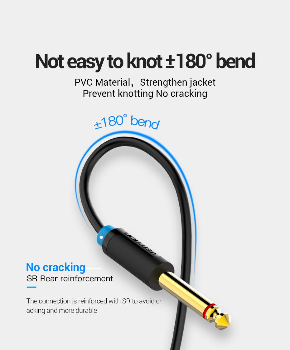 Кабель Vention 2x 6.5 мм Jack-3.5 мм minijack HiFi стерео AUX на 6.35 мм TRS L/R Канали TS 1/4" на TRS 1/8" 5 м Чорний (BACBJ) - фото 11 Кабель Vention 2x 6.5 мм Jack-3.5 мм minijack HiFi стерео AUX на 6.35 мм TRS L/R Канали TS 1/4" на TRS 1/8" 5 м Чорний (BACBJ) - фото 11