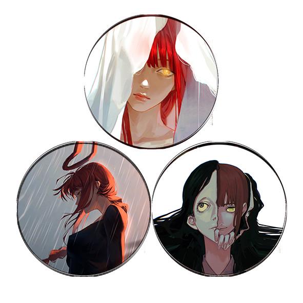 Набор значков аниме Макима Человек-бензопила Chainsaw Man 3 шт. (bs064)