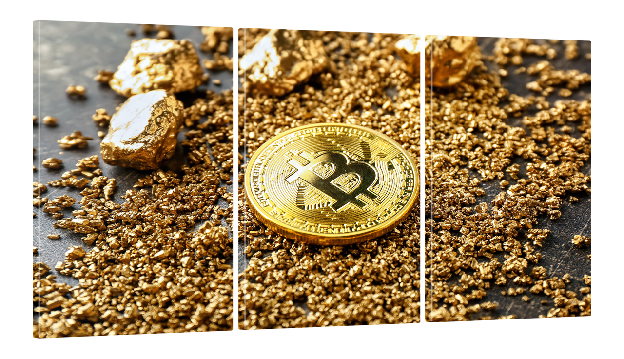 Картина модульная на холсте DK Золотой биткоин 100x180 см (MK30061 X)