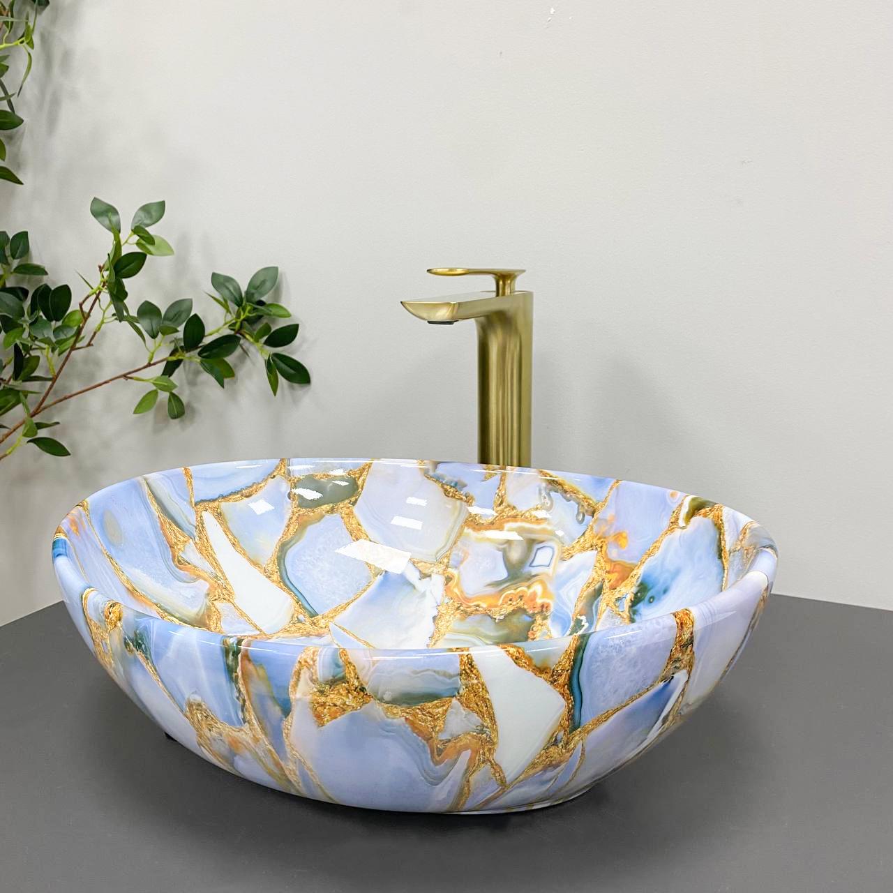 Умивальник VBI Parma Marble накладний Blue - фото 3