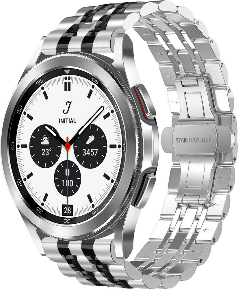 Браслет металлический Spinye Line для Galaxy Watch 4 Classic 42 мм Silver Black (29024-69)