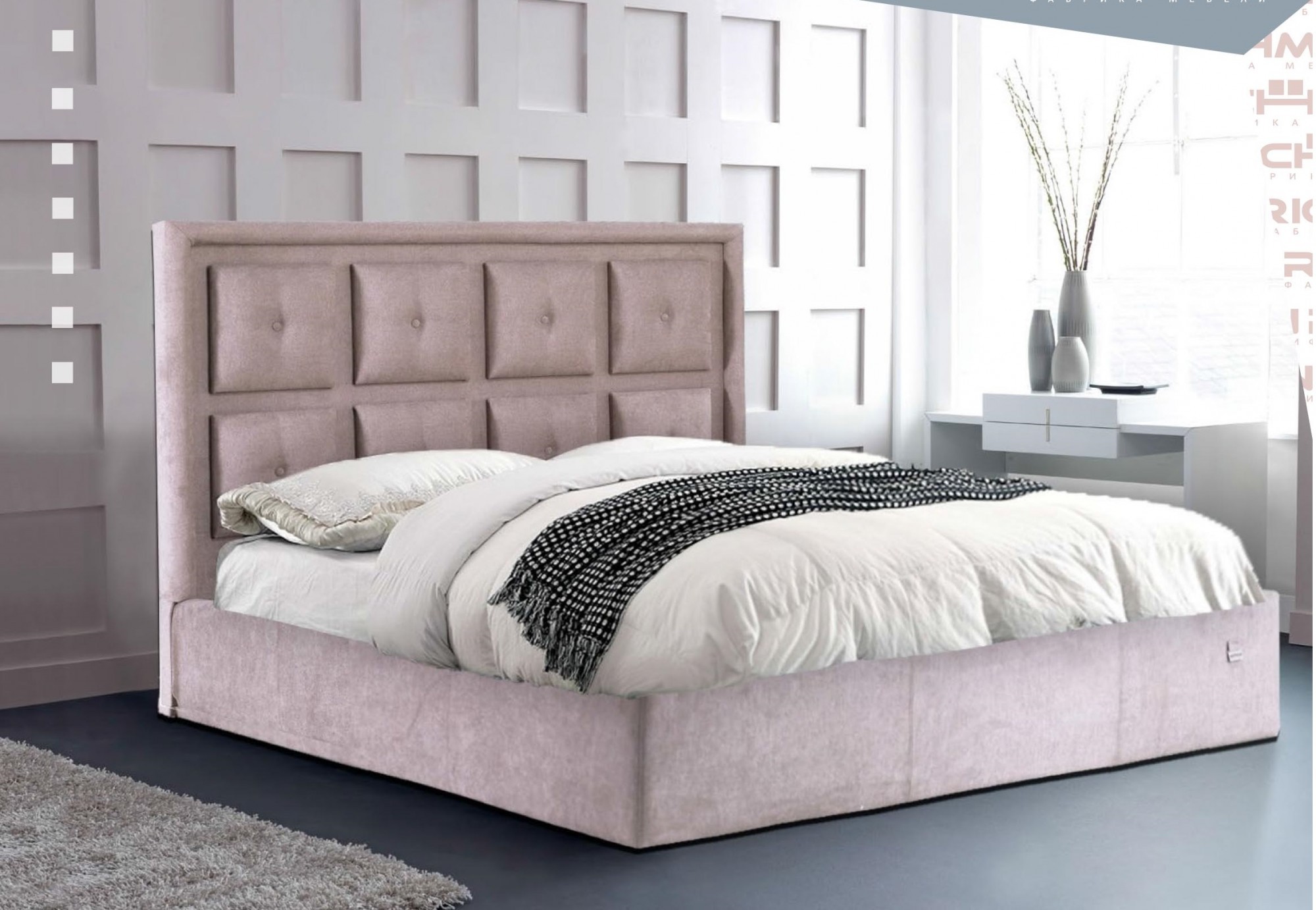 Кровать двуспальная Windsor VIP Мисти Mocco 180х190 см Серый