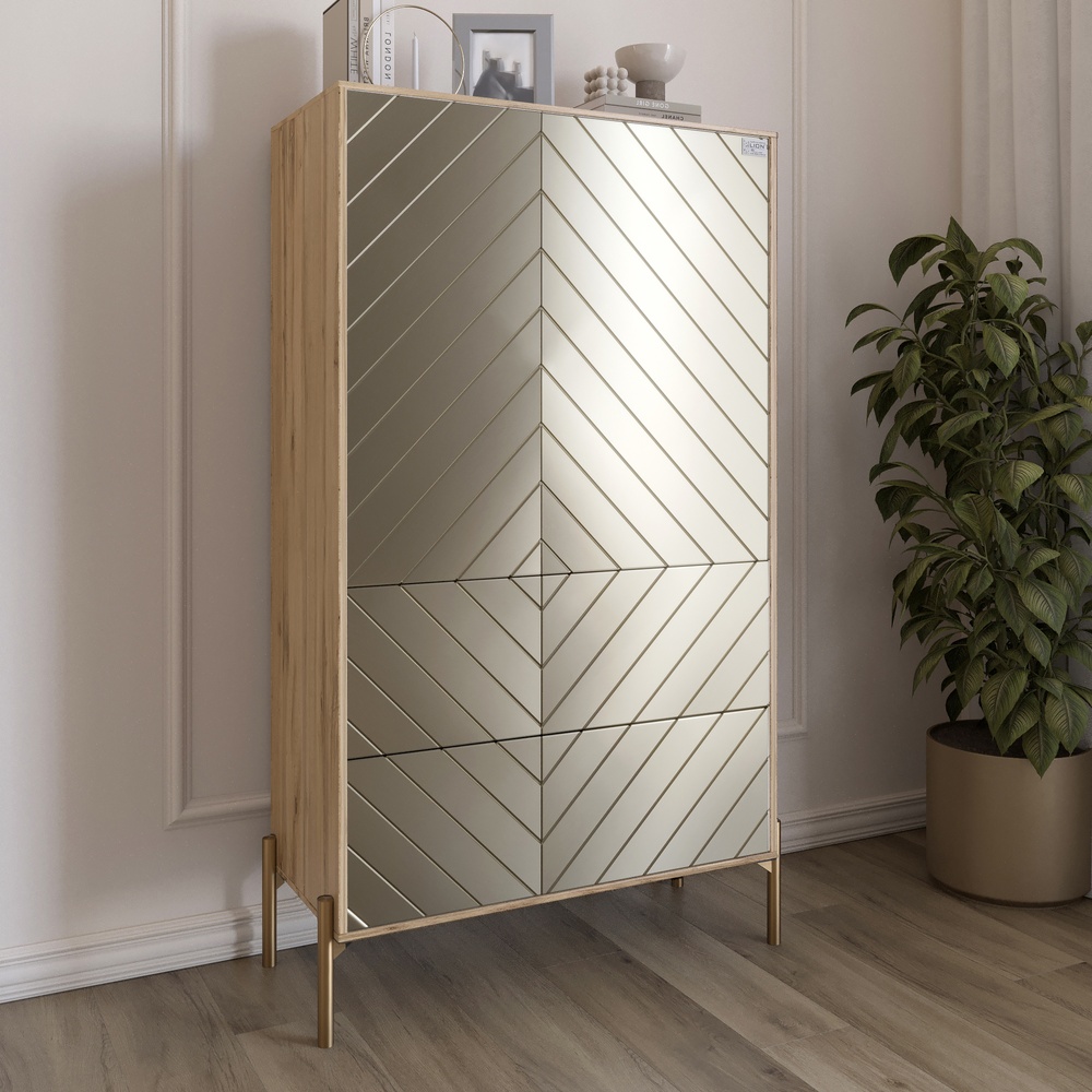 Комод-пенал Lion Амарант 84x40x150 см Дуб Аппалачи/Перламутровый металлик (LION-042170)