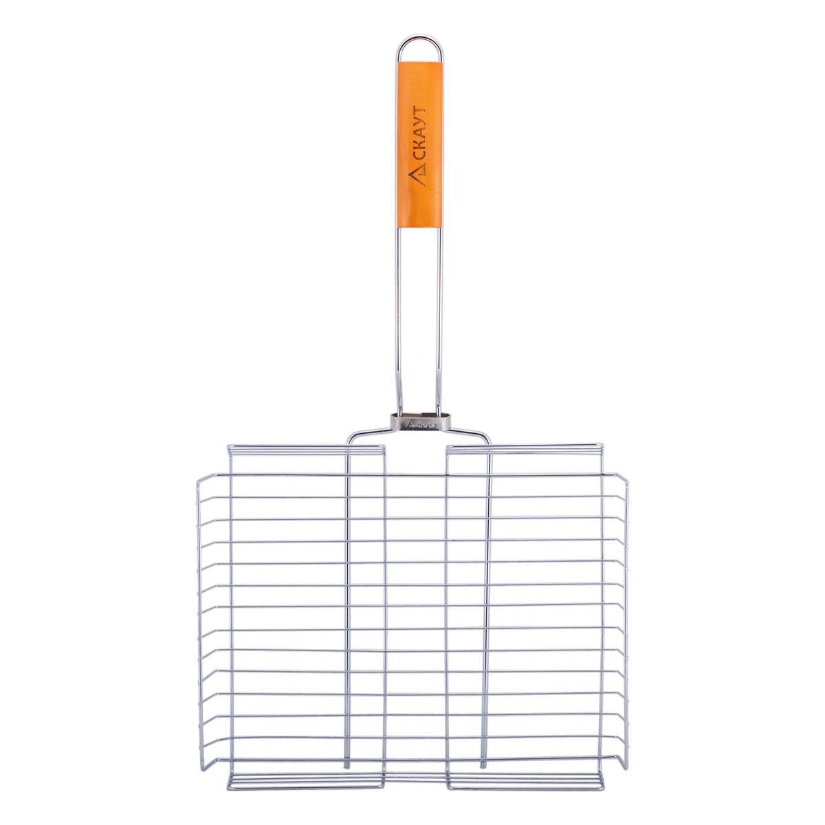 Решітка для гриля глибока Скаут КМ-0704 із хромованої сталі та дерева 31х25х5,5 см (150-84-0704)