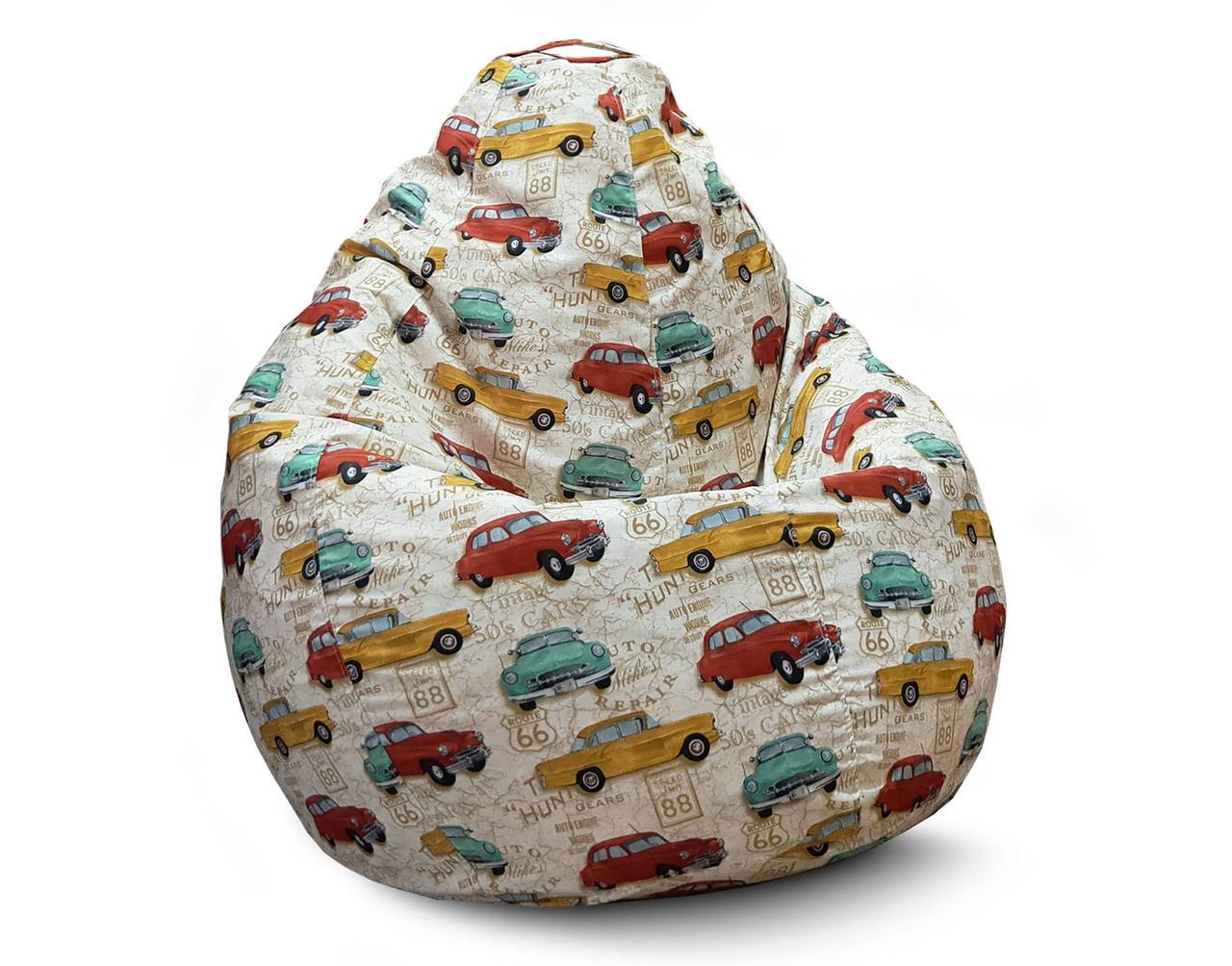 Крісло мішок iPuff Cars Флок XXXL 100х135 см