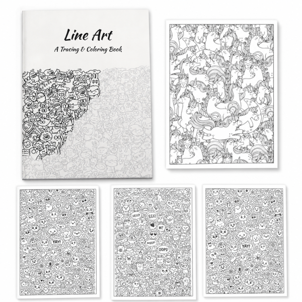 Книга для обведення та розфарбовування BrainSprout Line Art 28 сторінок формат A4 (35481065)