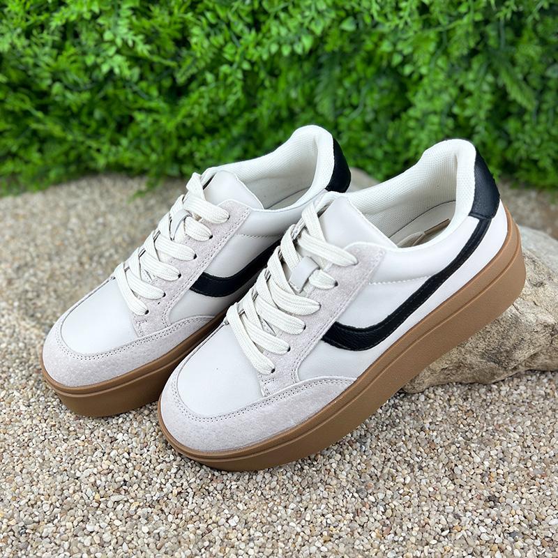 Кеди жіночі шкіряні на платформі Е-007001-1 p. 36 23 см Бежевий - фото 2 Кеди жіночі шкіряні на платформі Е-007001-1 p. 36 23 см Бежевий - фото 2