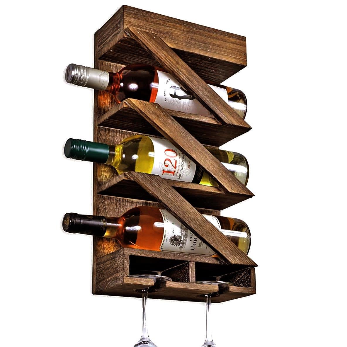 Полка для вина настенная из дерева Мито Корица (ПНК-001733)