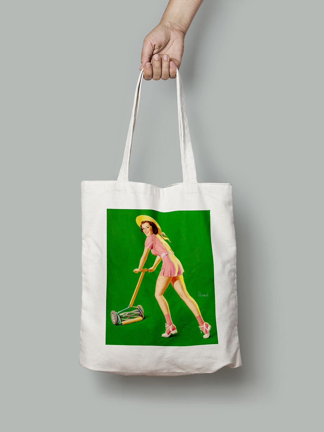 Эко-сумка шопер Девушка с газонокосилкой