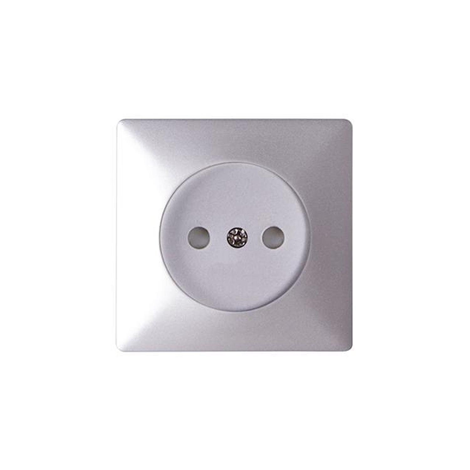 Панель для розетки E.NEXT e.lux.12211L.pn.aluminium без заземлення Алюмінієвий (ins0040102)