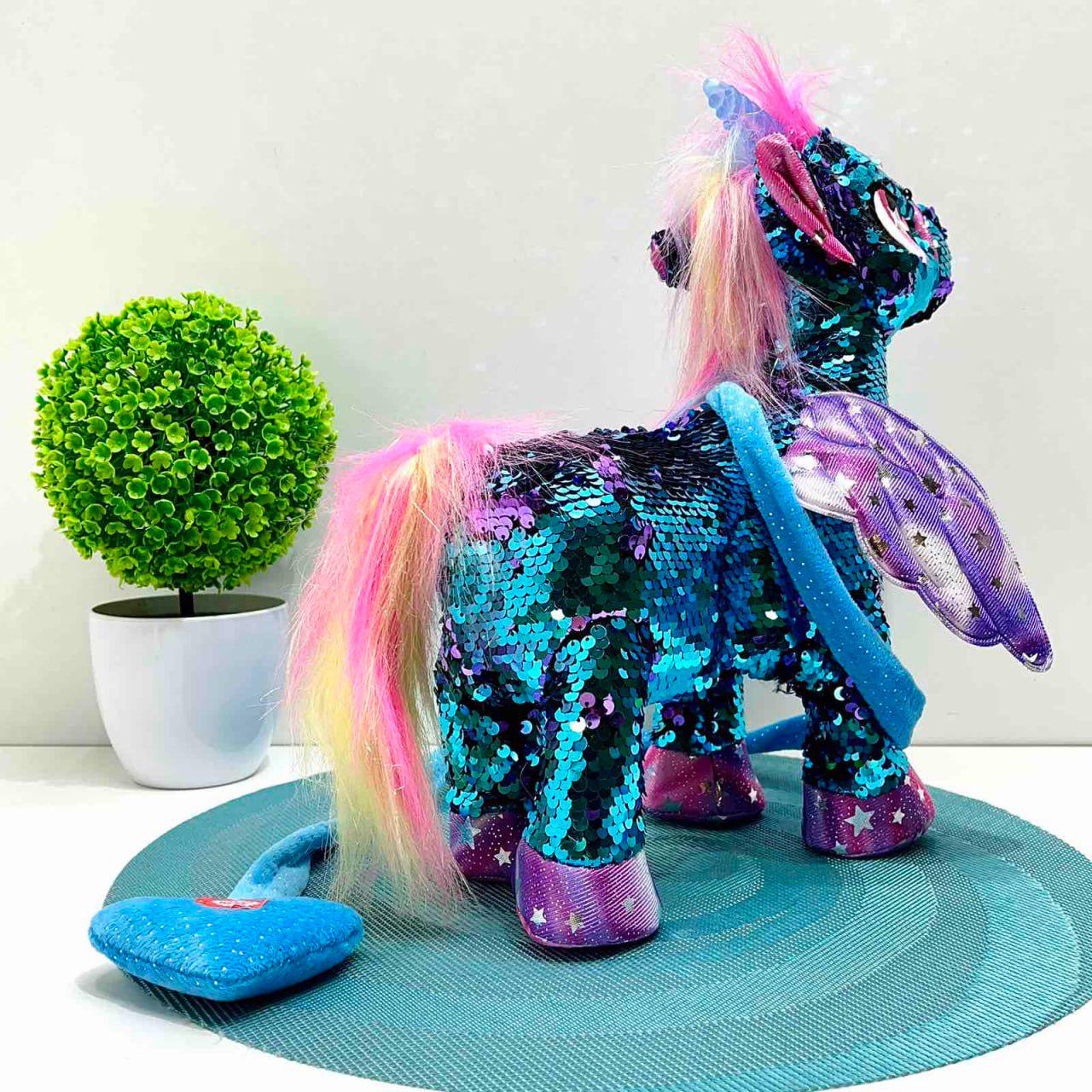 М'яка іграшка інтерактивна Казкова конячка-єдиноріг/повідець/звук/світло Зелений (M 6202 I UA) - фото 6