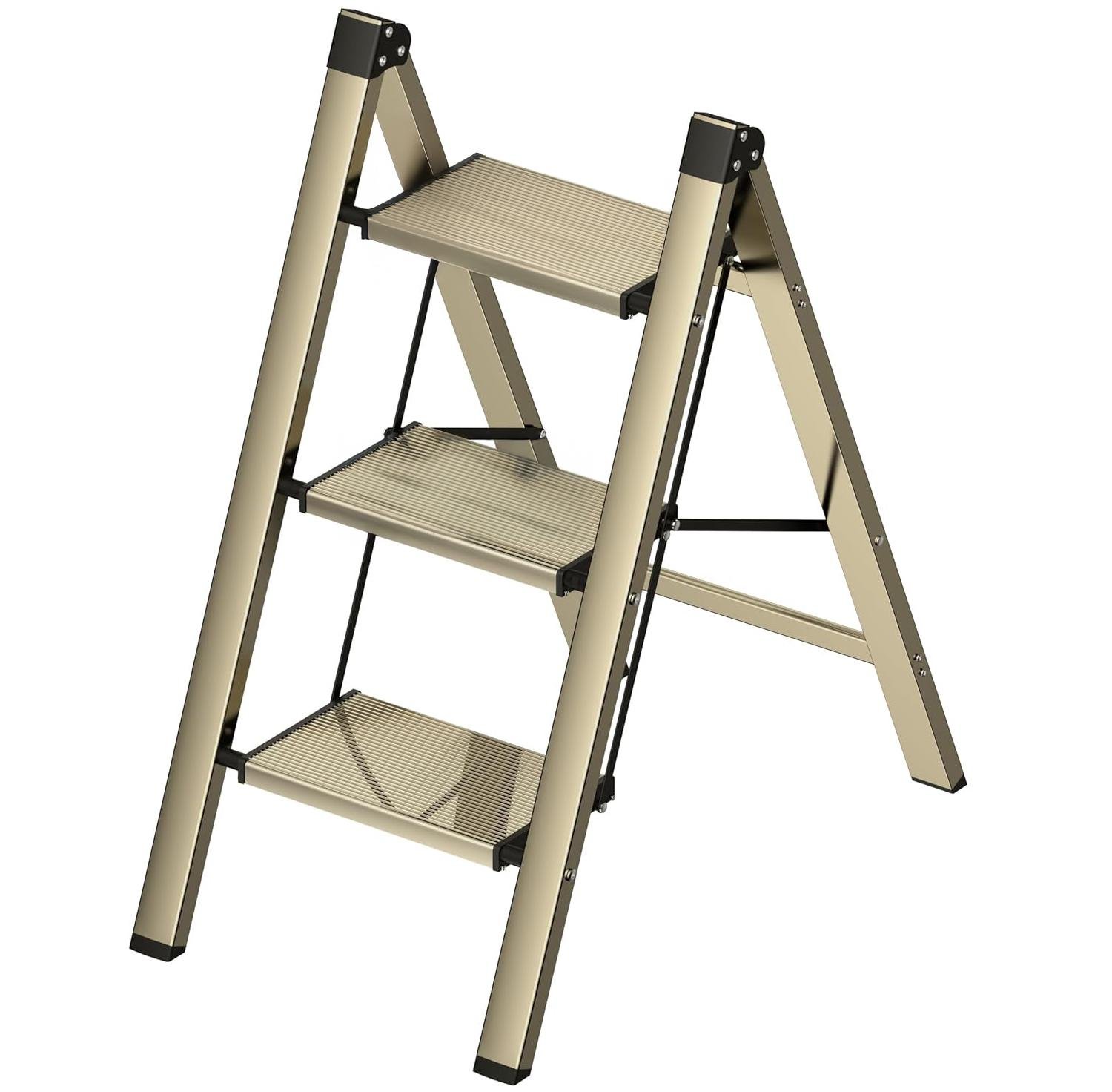 Лестница стремянка алюминиевая бытовая DOAKT Air A3 на 3 ступеньки складная до 150 кг Gold (A3-GO)