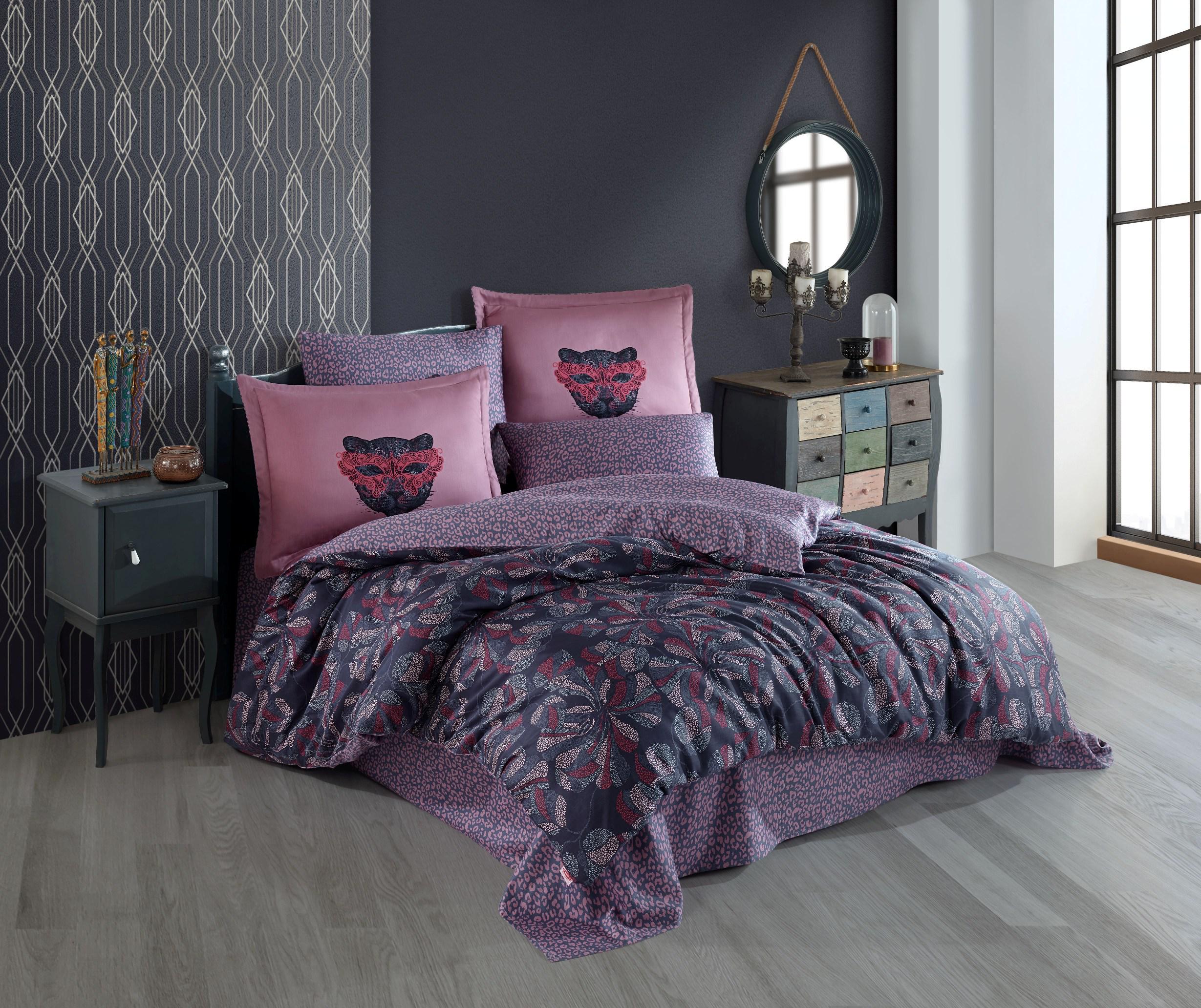 Комплект постельного белья Hobby Exclusive Sateen Caprice 200х220/4х50х70 Розовый (8698499167971)