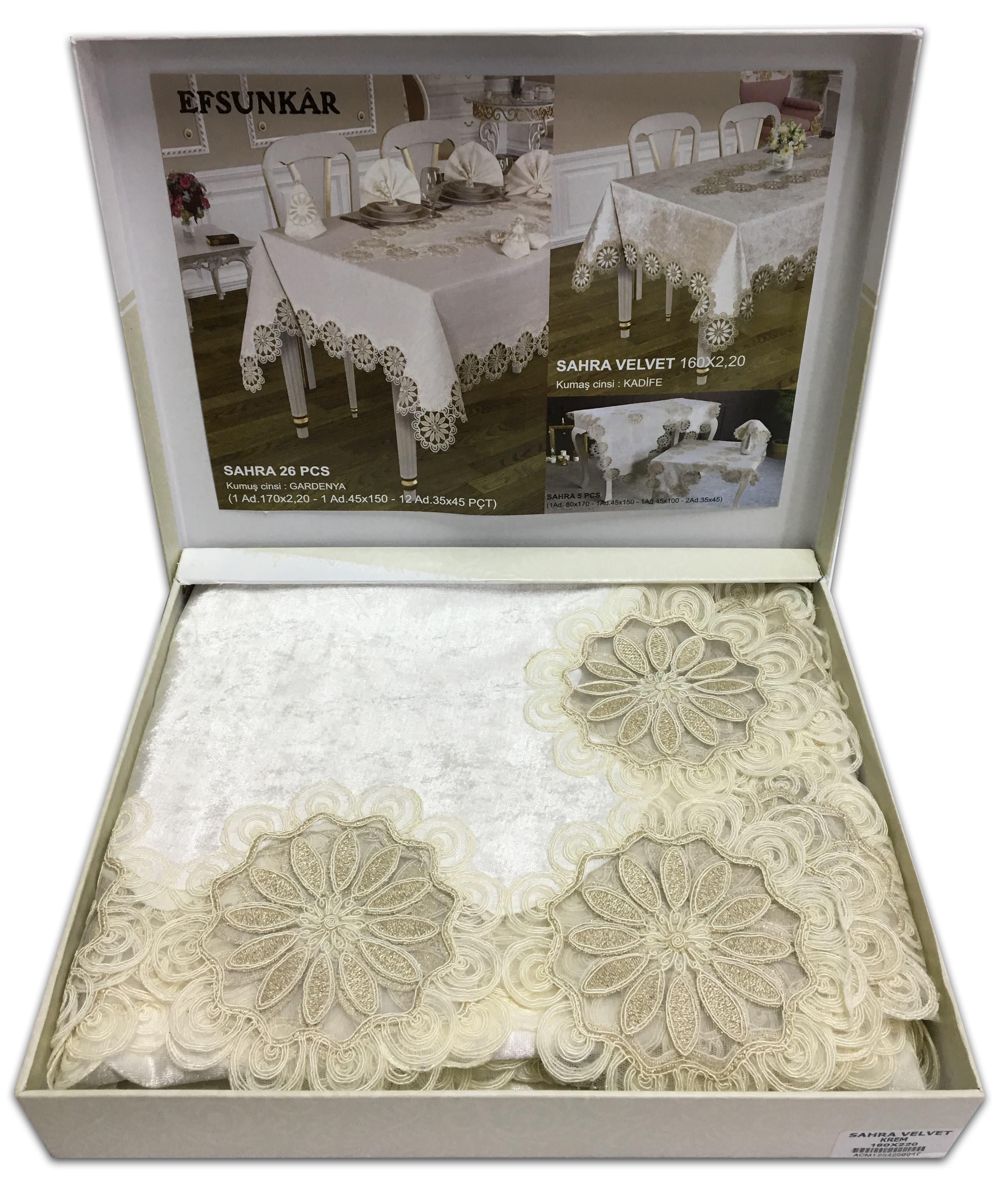 Скатерть велюровая Acme Tekstil 160x220 Sahra Krem (CN5070)