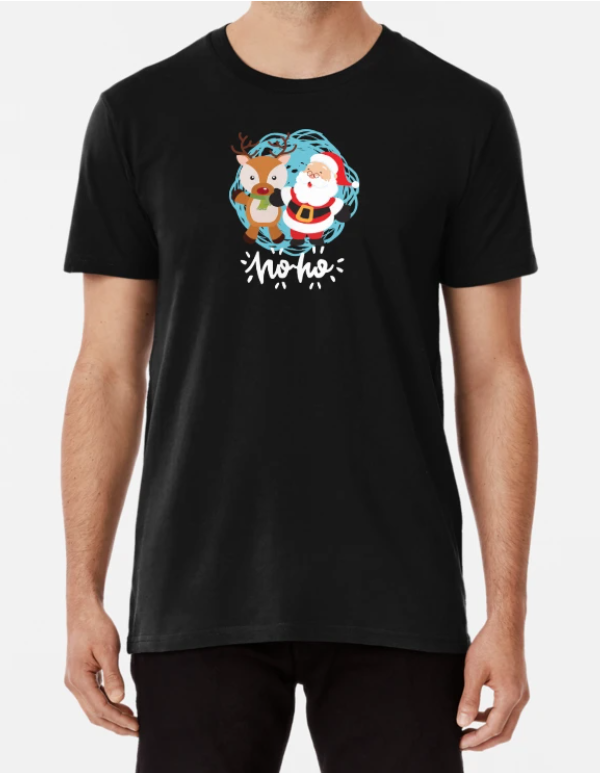 Футболка чоловіча новорічна Stedman з принтом Ho Ho Санта та олень M Чорний (НГ38-2)