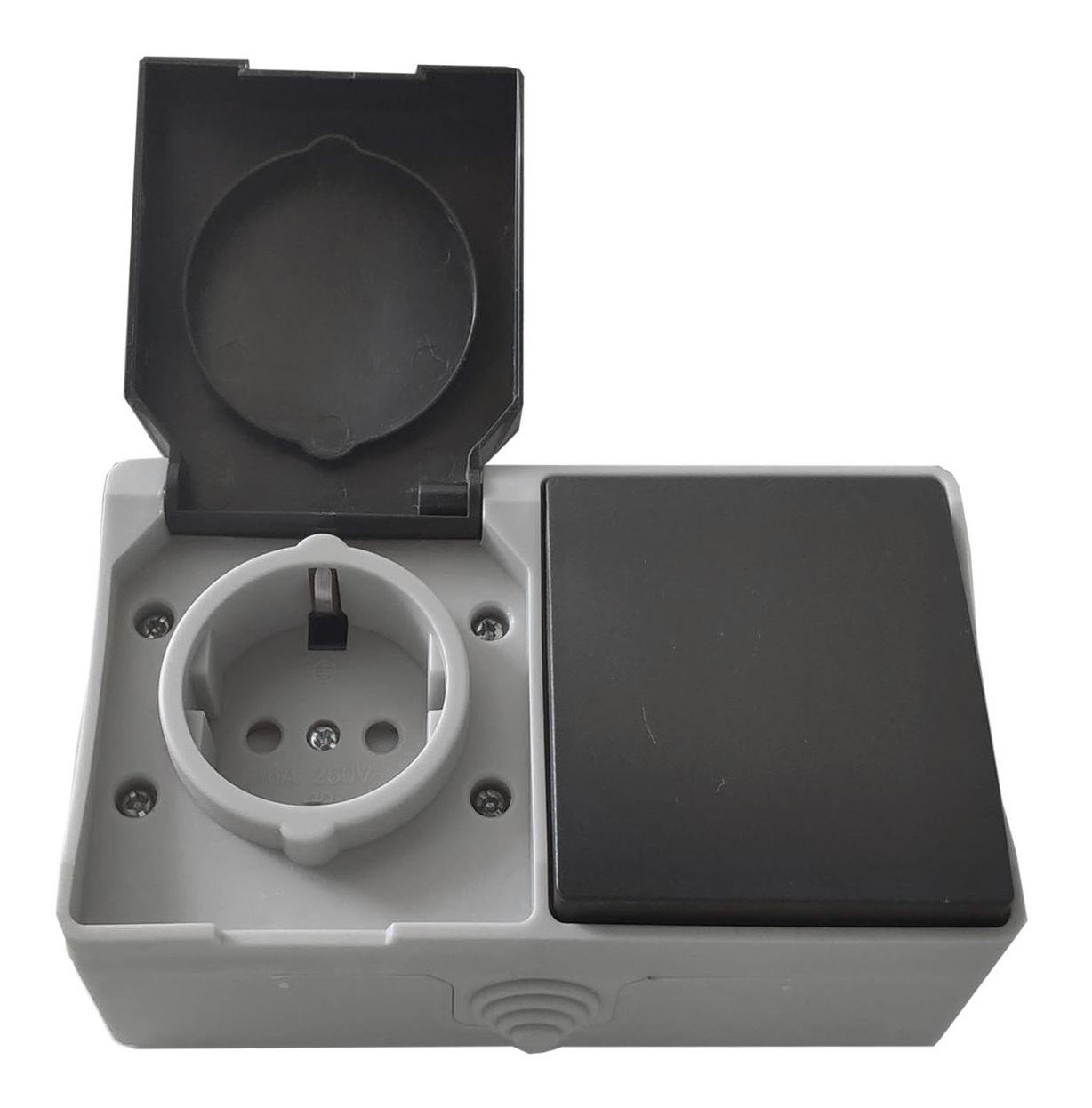 Розетка накладна TechnoSystems SURFACE 1-а з/к накладний вимикач 1-клас IP54 (TNSy5000221)