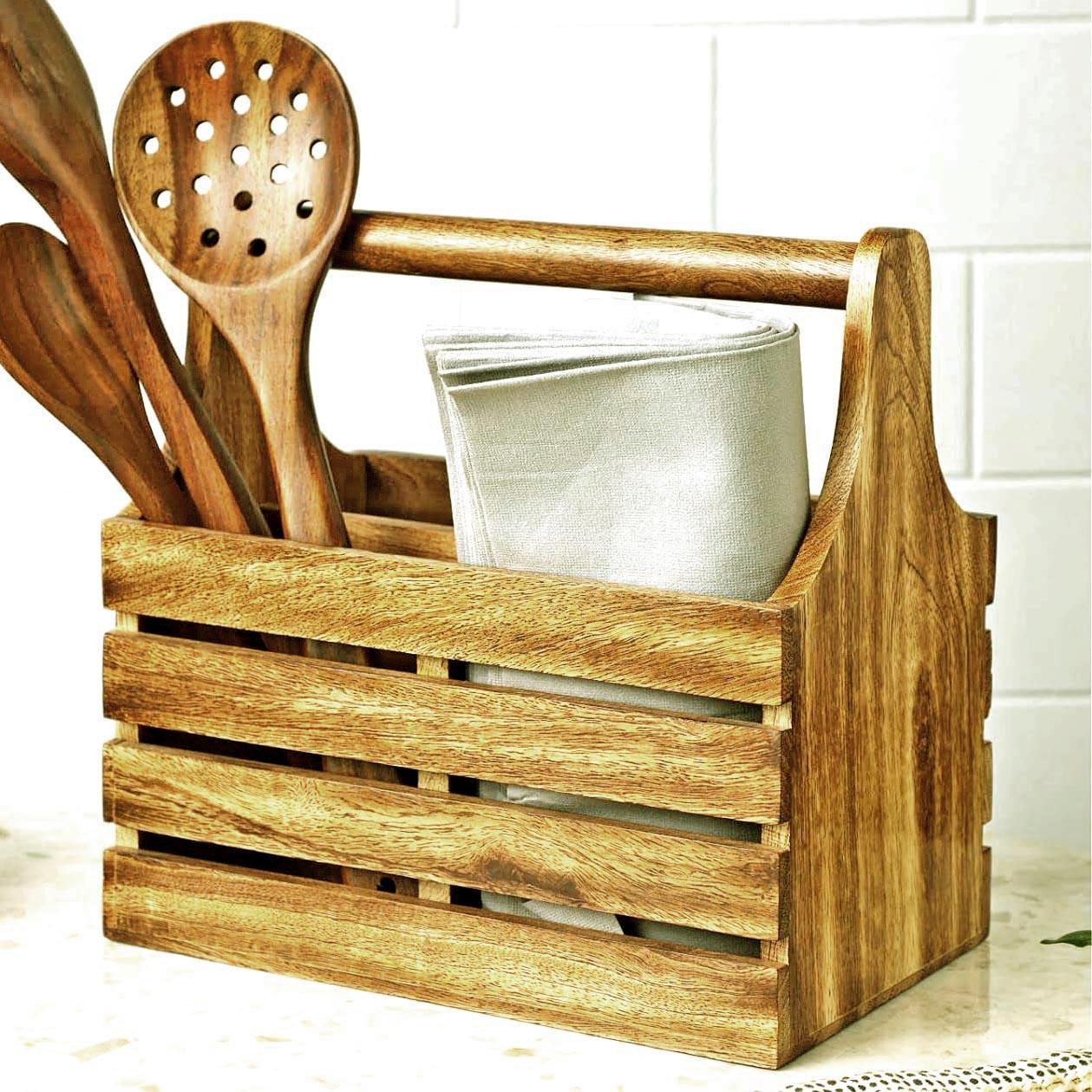 Подставка для столовых приборов из дерева Грилия Сиена (Псп-003205)