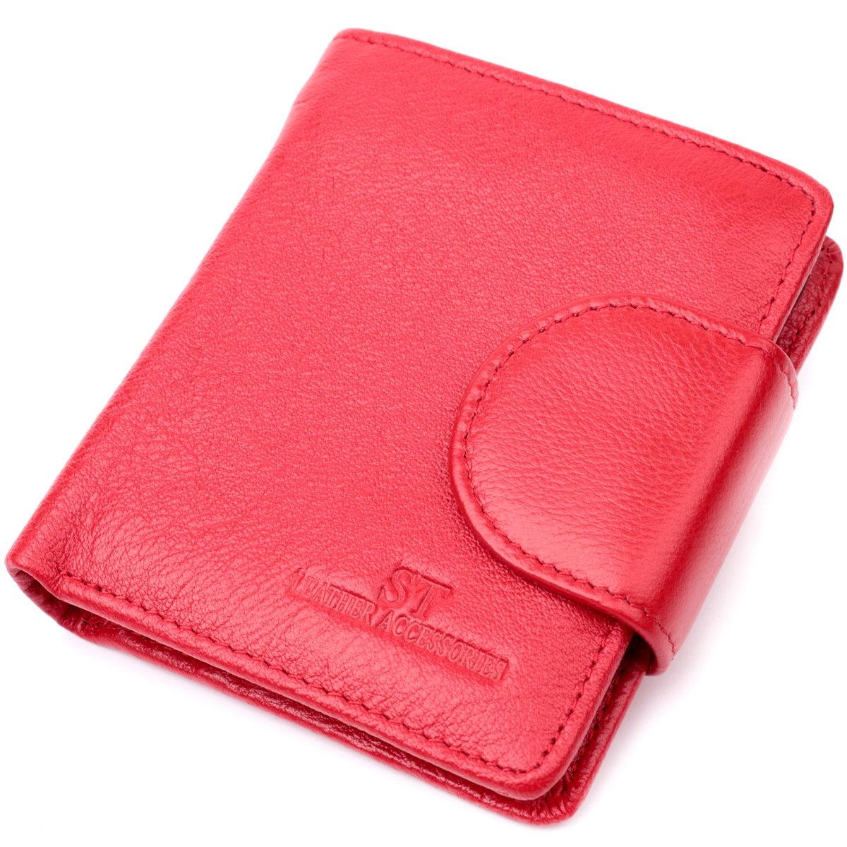 Кошелек женский ST Leather 22453 на кнопке из натуральной кожи Красный (168-136-22453)