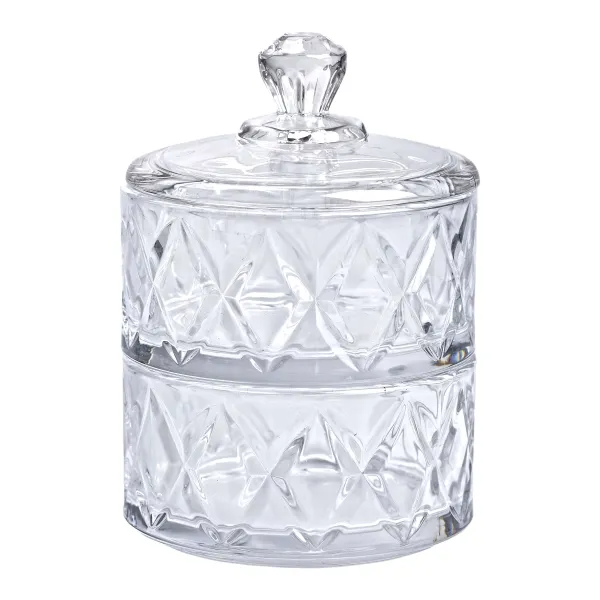 Цукерниця дворівнева зі скляною кришкою під кришталь Прозорий (HP-YH-79) - фото 2 Цукерниця дворівнева зі скляною кришкою під кришталь Прозорий (HP-YH-79) - фото 2
