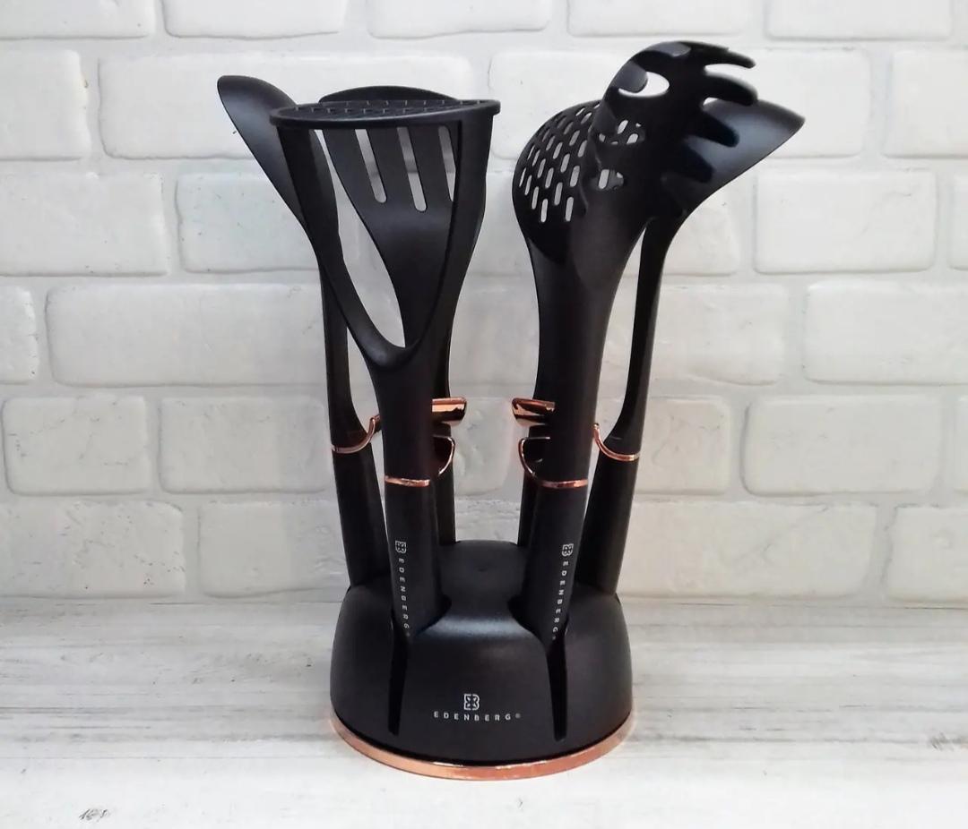 Набір кухонних речей Edenberg з нейлону на підставці 7 предметів Чорний (EB-3607) - фото 1 Набір кухонних речей Edenberg з нейлону на підставці 7 предметів Чорний (EB-3607) - фото 1