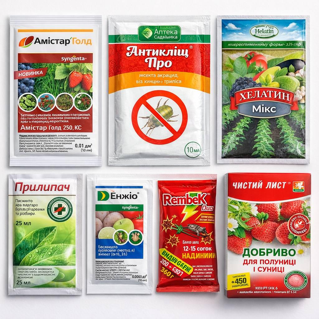 Набор для клубники от болезней и вредителей фаза выбрасывания цветоносов-бутонизация на 10 л воды