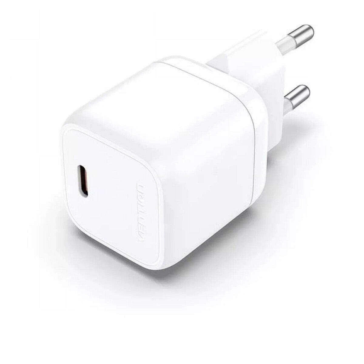 Зарядний пристрій мережевий Vention 1-port USB-C GaN Charger 30 W EU-Plug White (588717) - фото 2