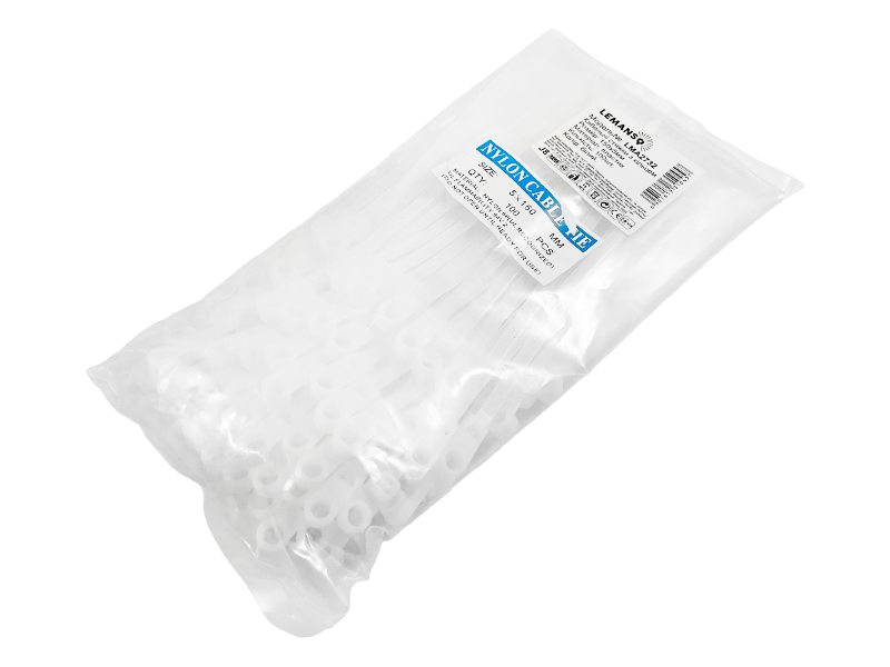 Стяжка кабельная Lemanso LMA2732 с кольцом 100 шт. 150x5 мм Белый (8644)