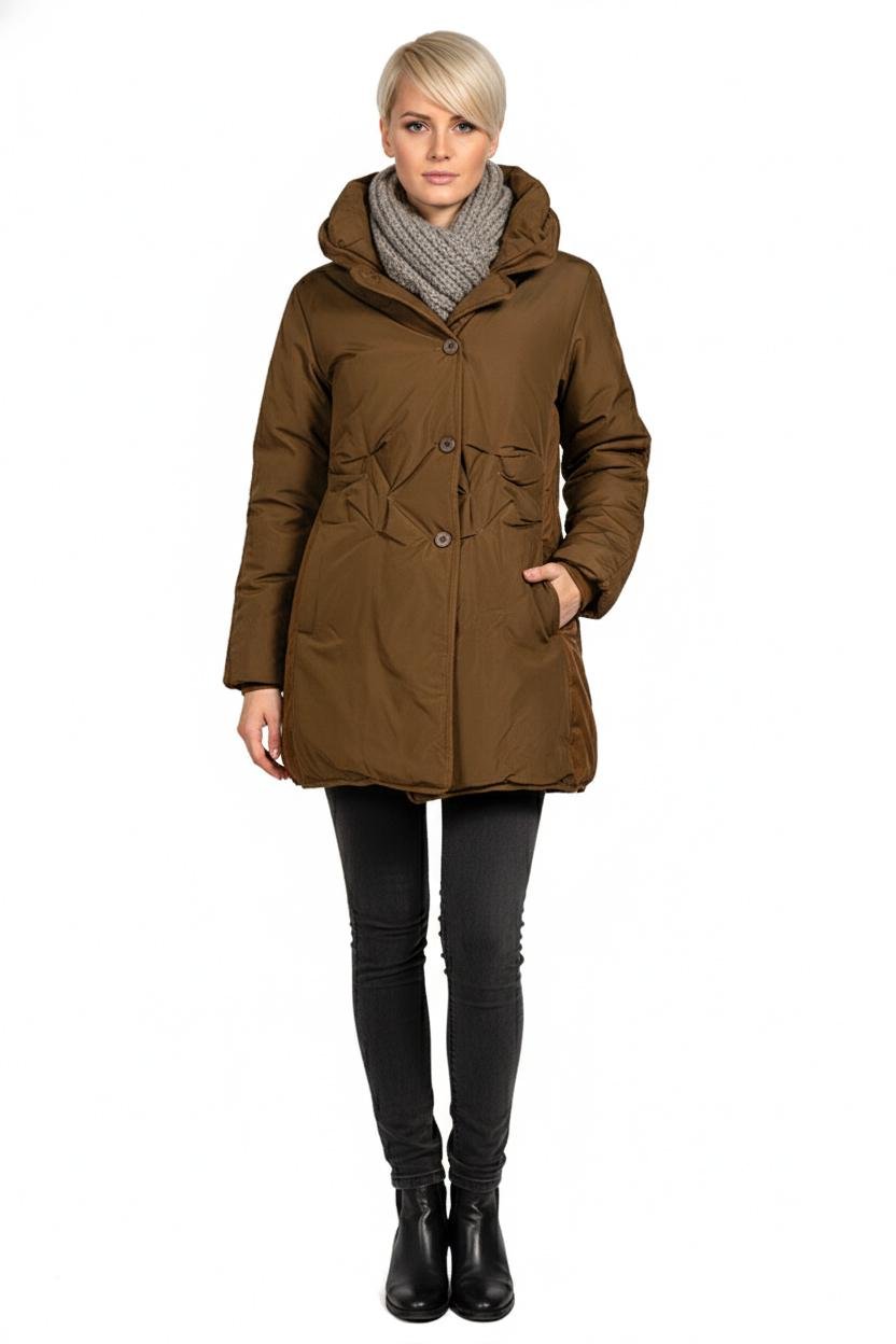 Пуховик женский приталенный Number Nine NN-302 р. 42 Светло-коричневый (NN-302-42) - фото 8 Пуховик женский приталенный Number Nine NN-302 р. 42 Светло-коричневый (NN-302-42) - фото 8