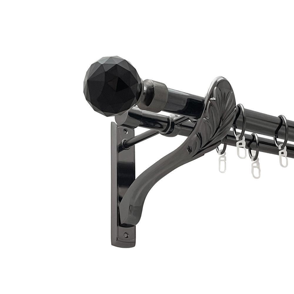 Карниз Orvit Люміера Неро металевий дворядний ретро гладка труба кільце металеве 25/19 мм 300 см Онікс (00-00021514) - фото 1