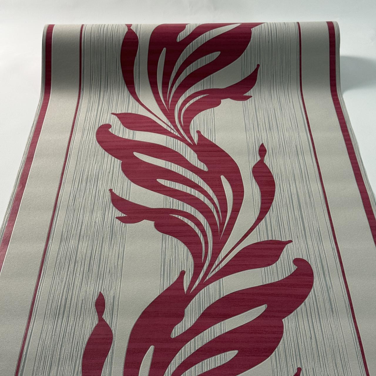 Обои виниловые Marburg Velvet Panels 56731 Листья 0,53х10 м Серый с розовым (2729991740)