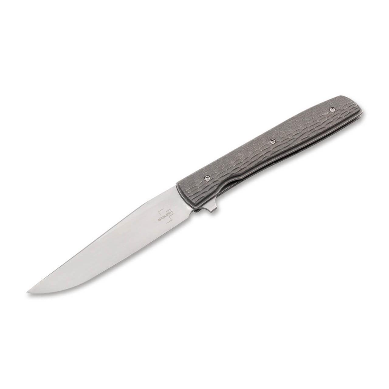 Ніж складаний Boker Plus Urban Trapper Jigged Titanium VG-10 185 мм Liner lock Grey (01BO476)
