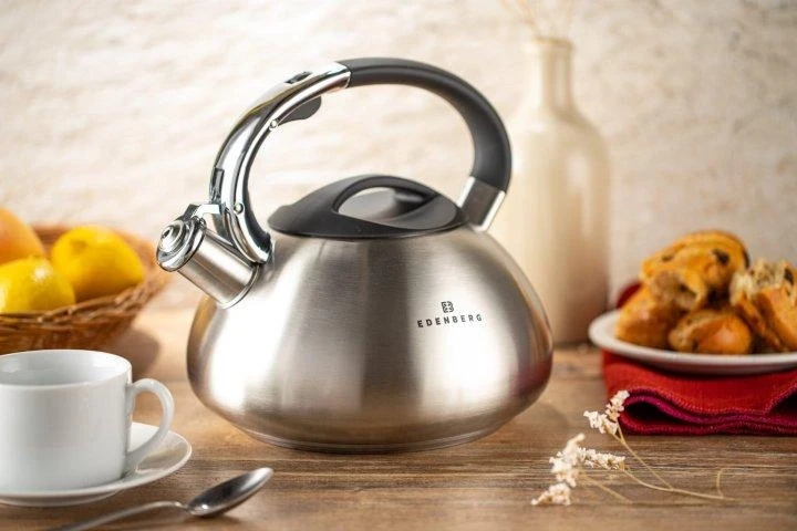 Чайник Edenberg со свистком/нержавеющая сталь 3 л черная ручка (EB-1400) - фото 3 Чайник Edenberg со свистком/нержавеющая сталь 3 л черная ручка (EB-1400) - фото 3