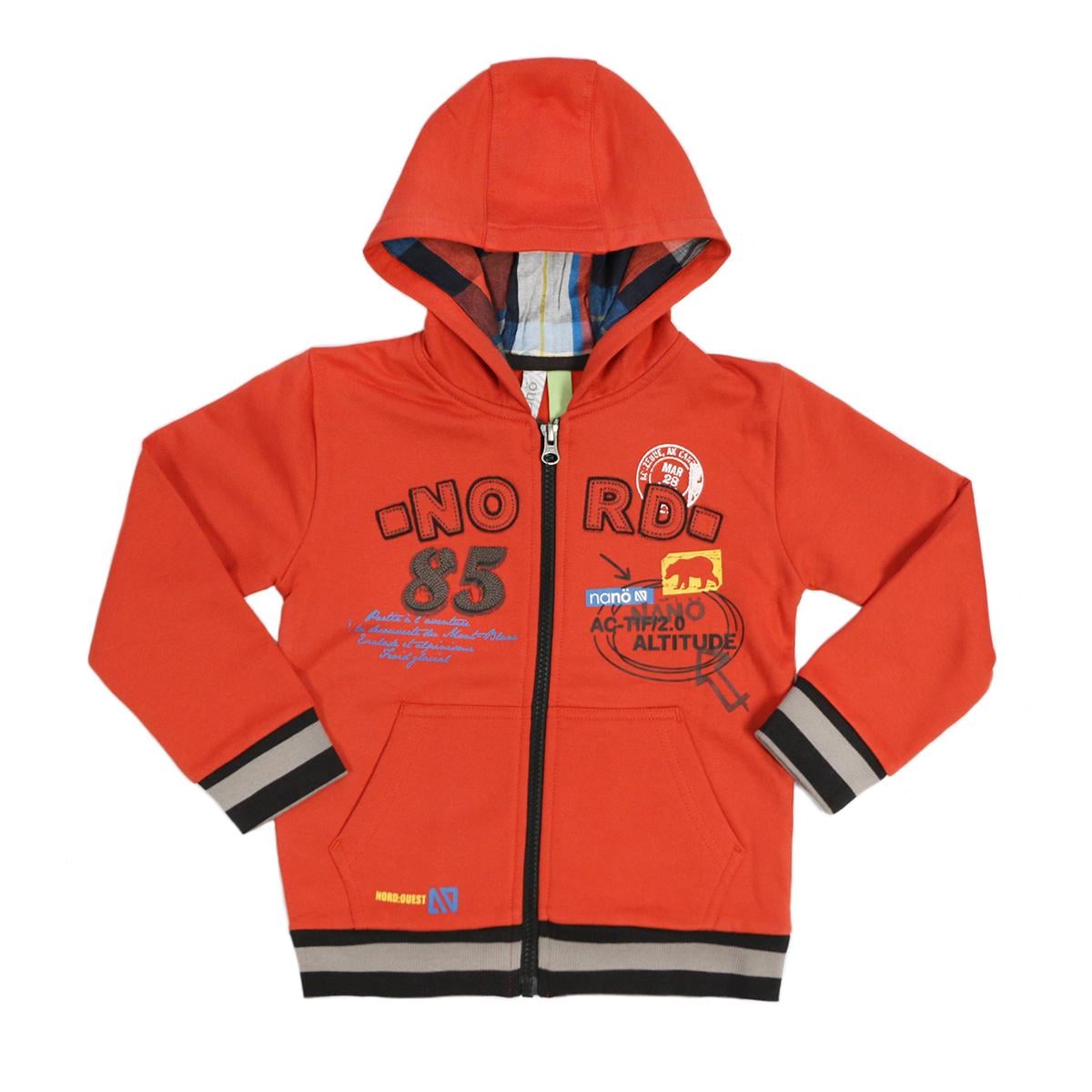 Толстовка хлопковая утепленная для мальчика Nano F1403-07 на молнии с капюшоном 124-134 см Оранжевый (F1403-07-7)