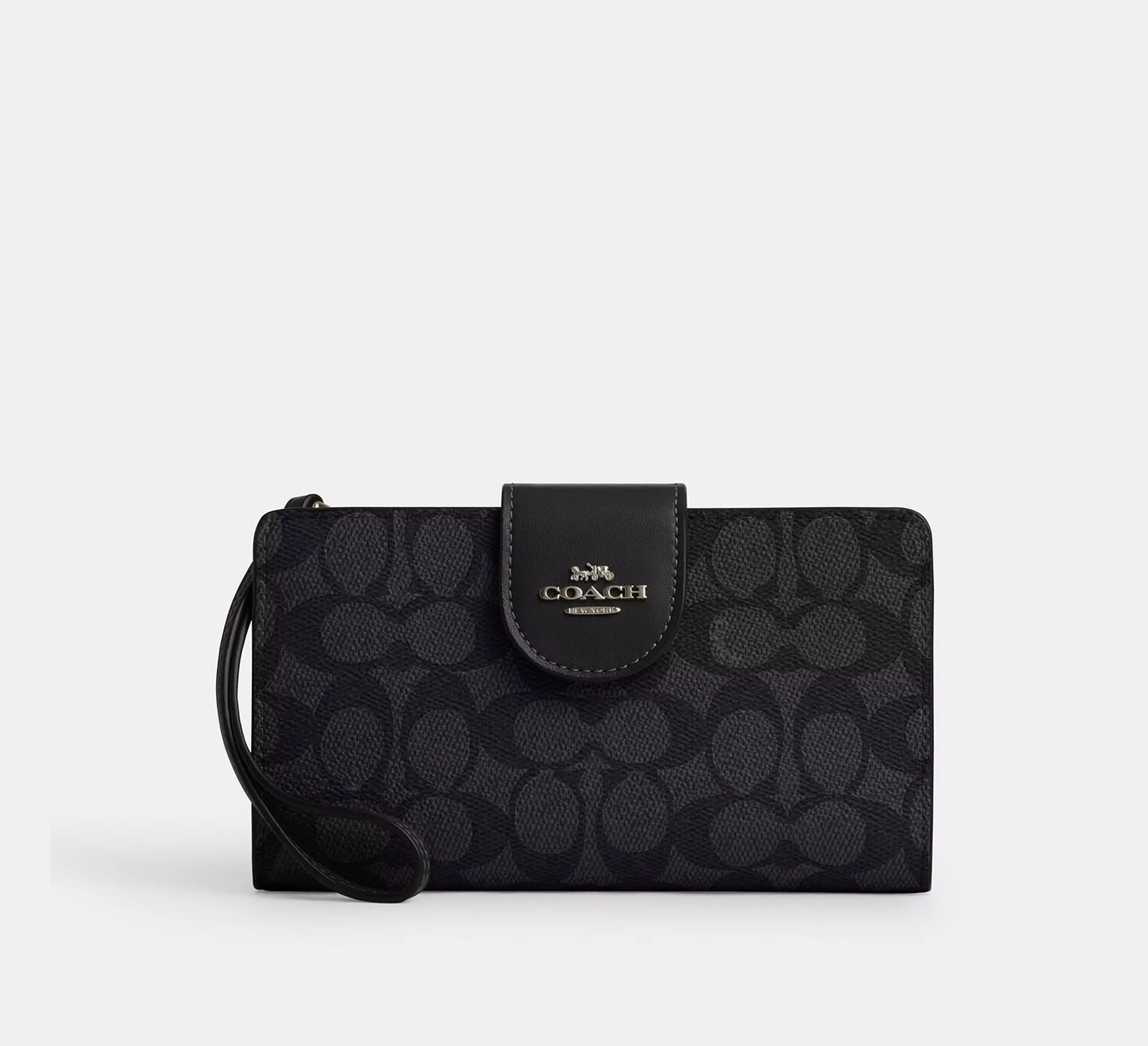 Кошелек Coach Phone Wallet In Colorblock Signature Canvas Gunmetal/Charcoal/Black