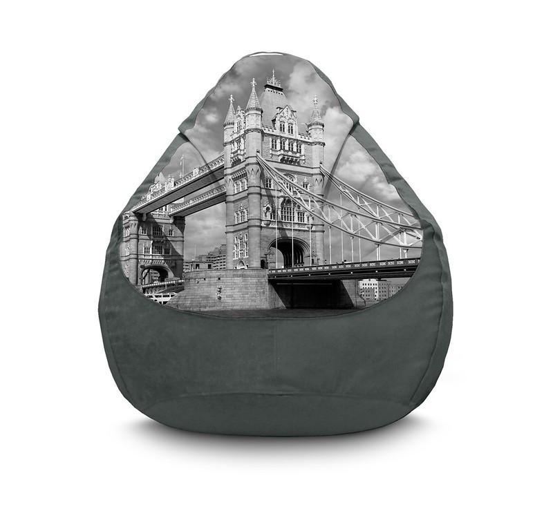 Кресло мешок iPuff London Tower Bridge Флок XXXL 100х135 см Серый
