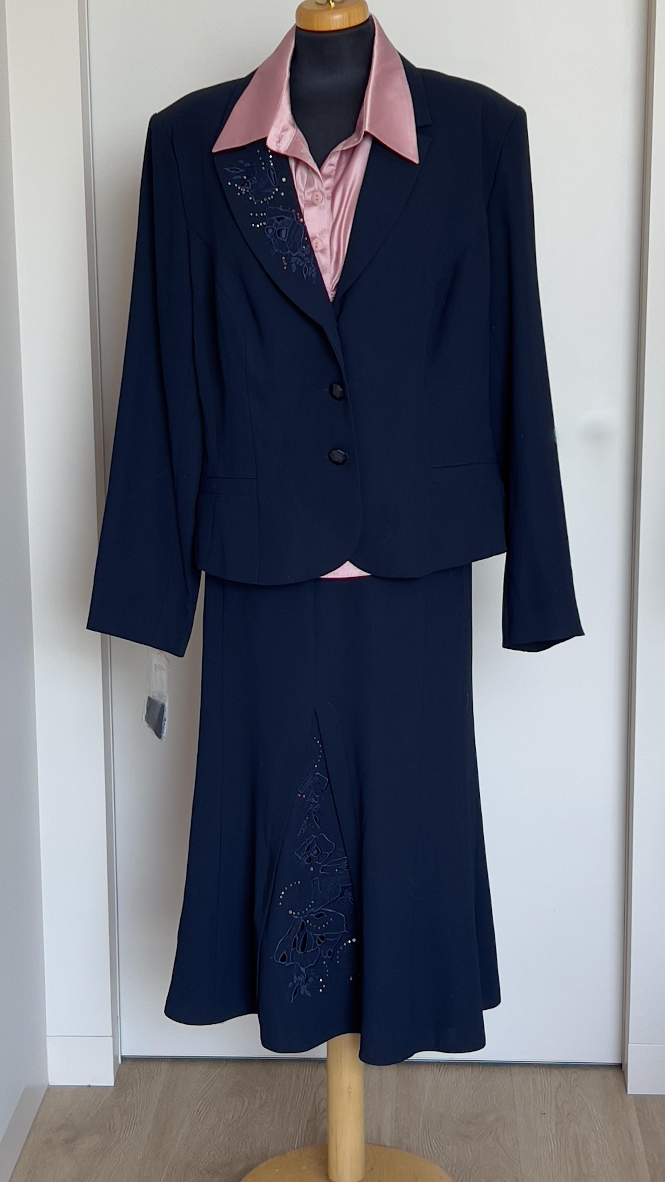 Костюм трійка Burvin зі спідницею Темно-синій