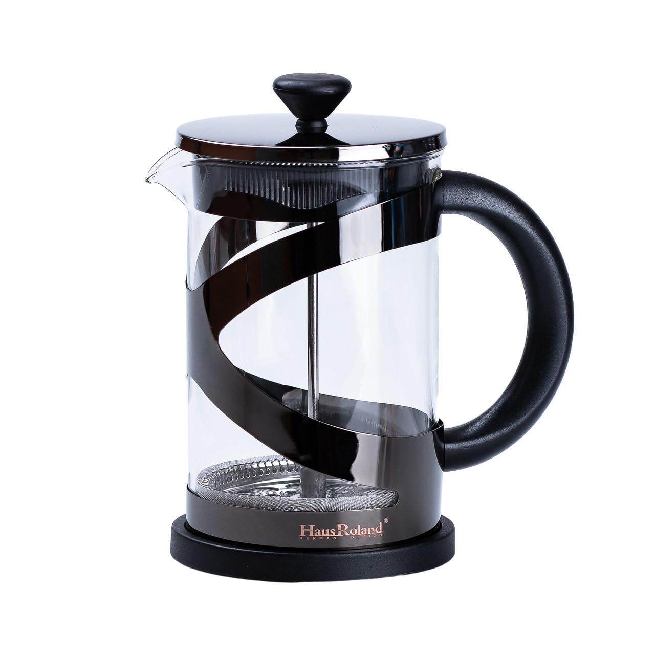Чайник прозорий заварювальний з френч пресом 800 мл Чорний (4302)