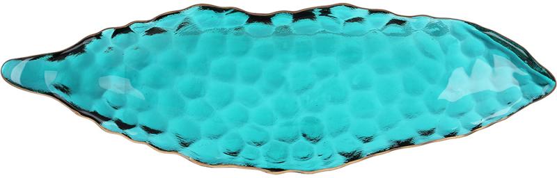 Блюдо сервірувальне Bauble із золотою облямівкою 39х12х5 см Бірюзово-зелений