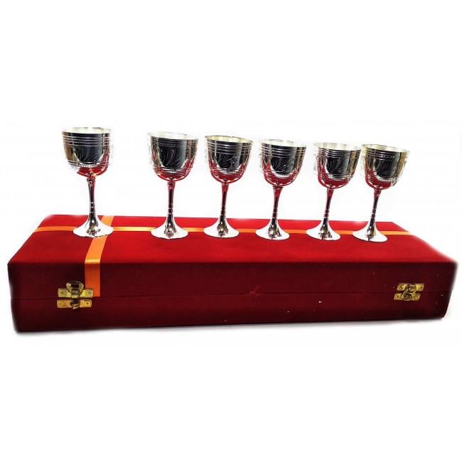 Набор рюмок бронзових 50 мл h 11 см 46х14,5х7 см 6 шт. Посеребренный (32530) Набор рюмок бронзових 50 мл h 11 см 46х14,5х7 см 6 шт. Посеребренный (32530)