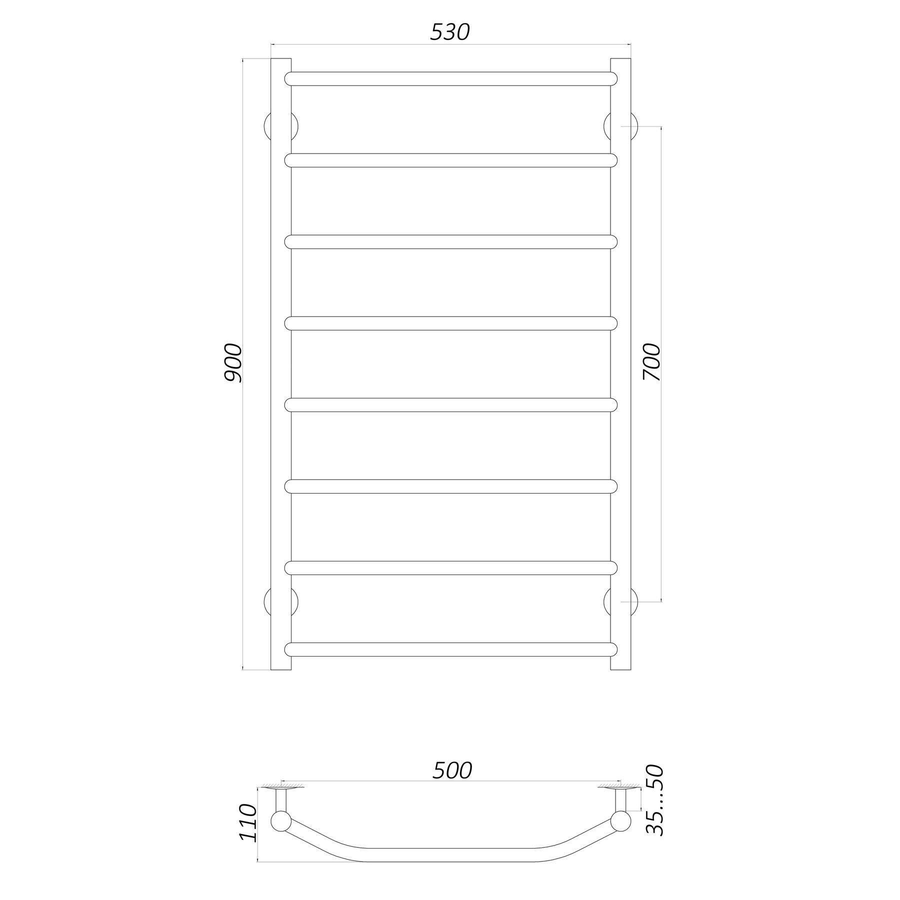Рушникосушарка UNIO LT W 900-500-8 Драбинка Трапеція (20648) - фото 4