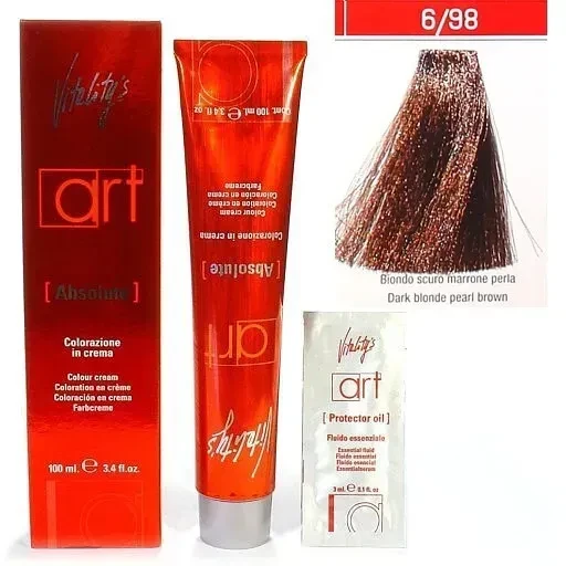 Крем-краска для волос с масляным коктейлем Vitality’s Art Absolute Hair Color Cream 6/98 Жемчужно-шоколадный темный блондин 100 мл