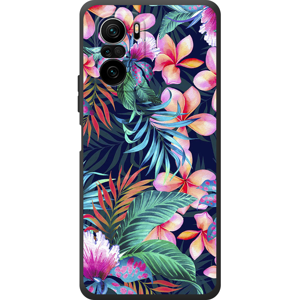 Чохол Boxface Xiaomi Mi 11i flowers in the tropics Чорний силікон (42102-up1971-44200)