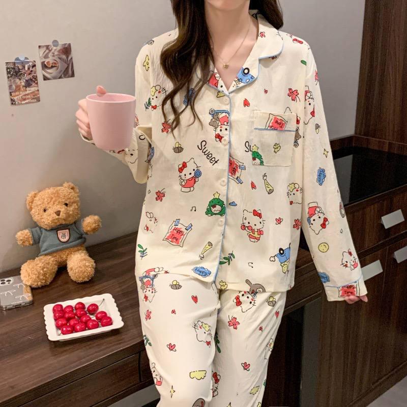 Пижама для девочки подростковая с принтом Hello Kitty из хлопка 152-160 см 10-13 лет Белый (10370) - фото 3