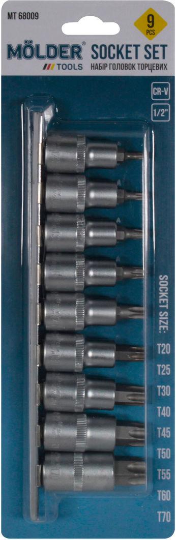 Набор торцевых головок с битой TORX 9 шт. 1/2 (MT68009)