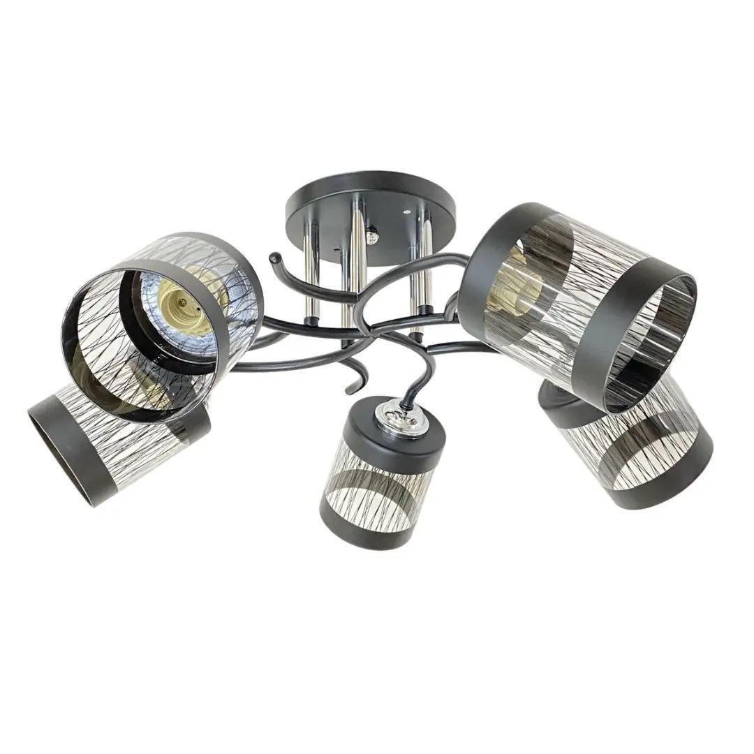 Люстра потолочная Valeso 6979A/5 на 5 плафонов Черный/Хром (28686291)