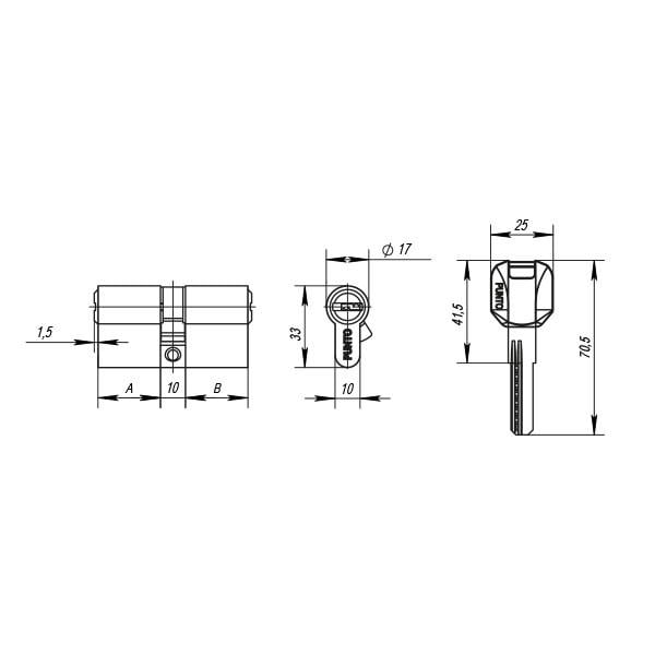 Цилиндровый механизм Punto Z400/80 Z4000Key80 30+10+40 мм CP Хром - фото 2