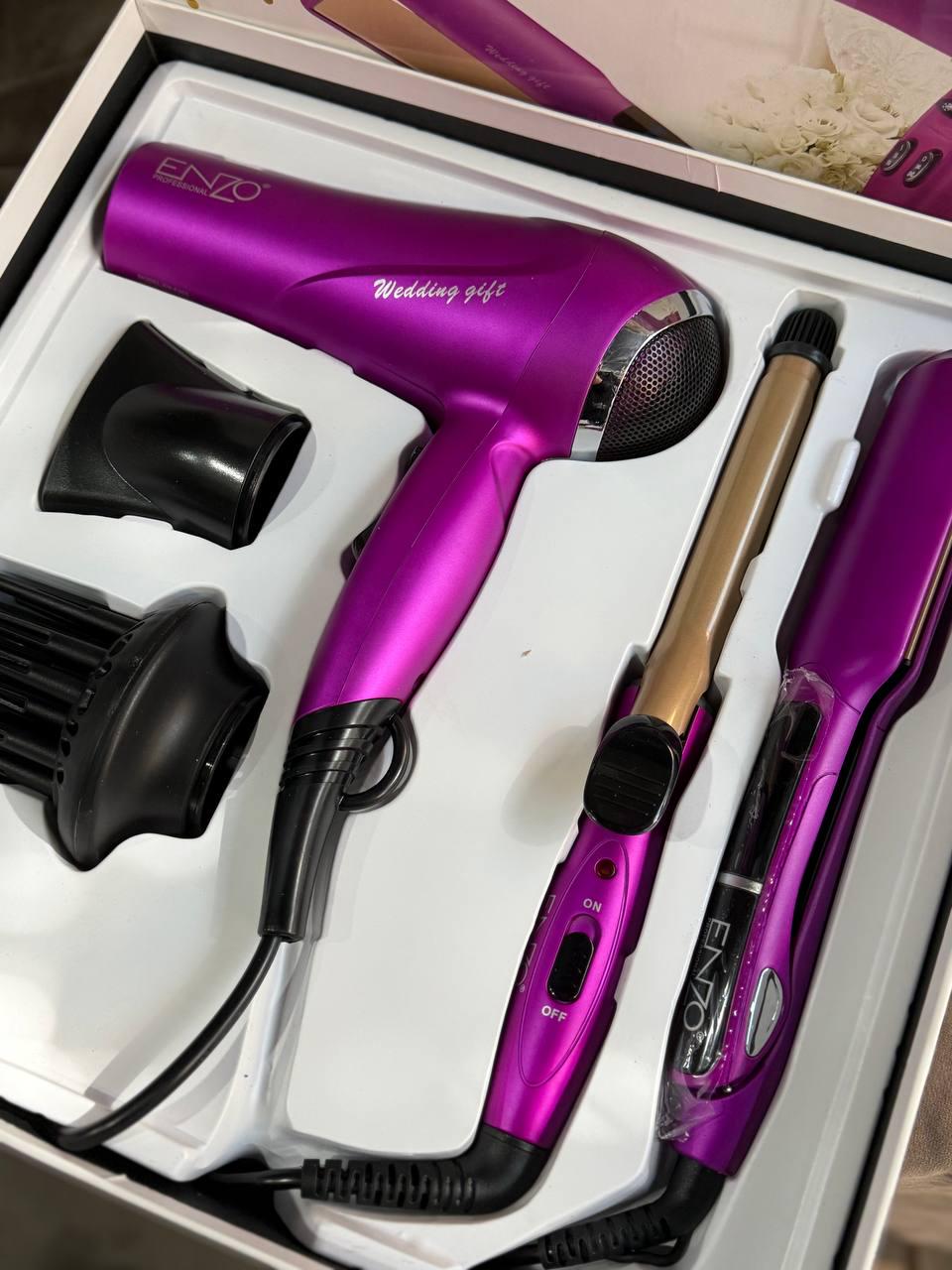 Набір для укладання волосся ENZO EN-6303 3в1 фен/плойка/виріврювач7500 Вт Рожевий (EN-6303) - фото 3 Набір для укладання волосся ENZO EN-6303 3в1 фен/плойка/виріврювач7500 Вт Рожевий (EN-6303) - фото 3