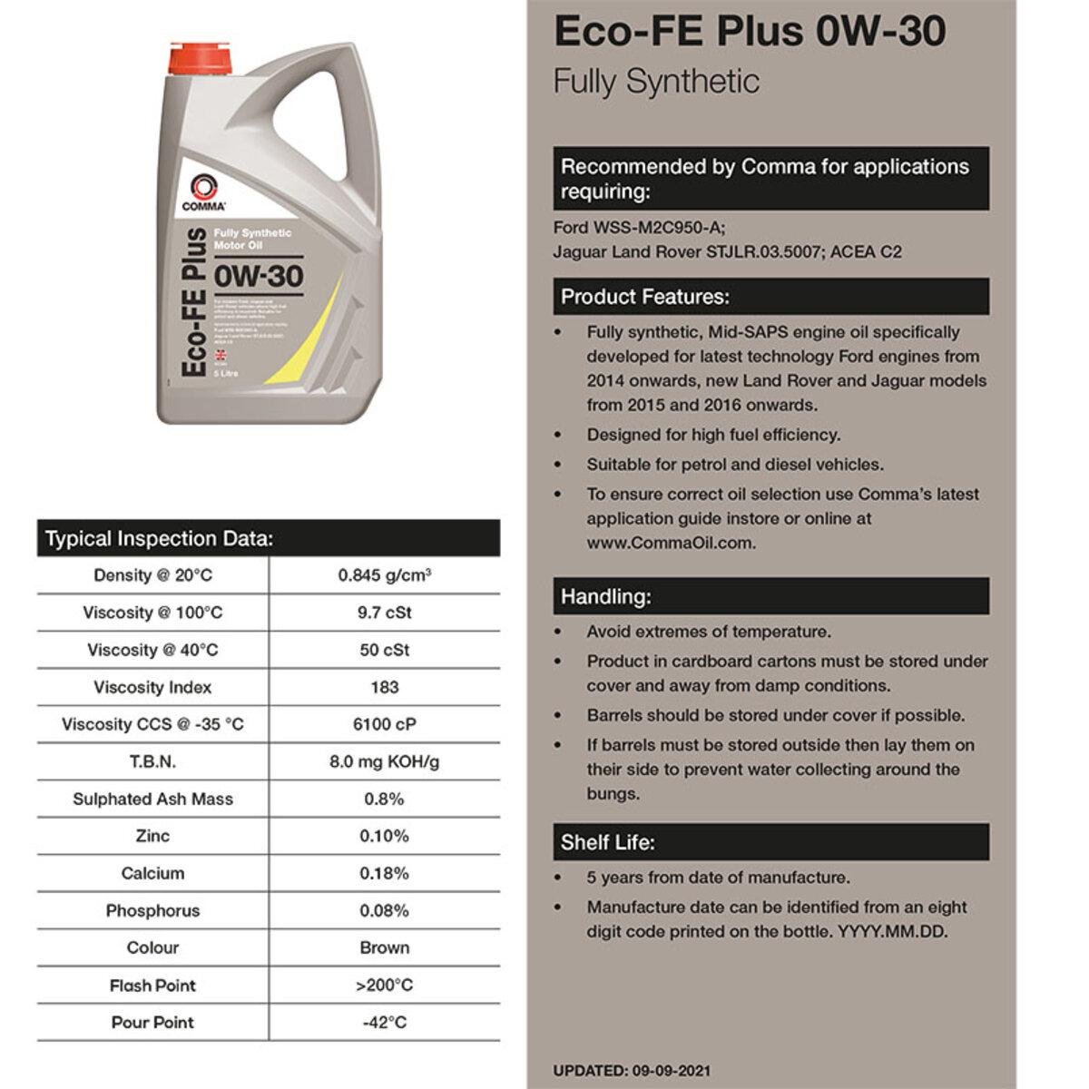 Моторное масло COMMA ECOFEPLUS 0W-30 синтетическая 1 л (ECOFEP1L) - фото 2