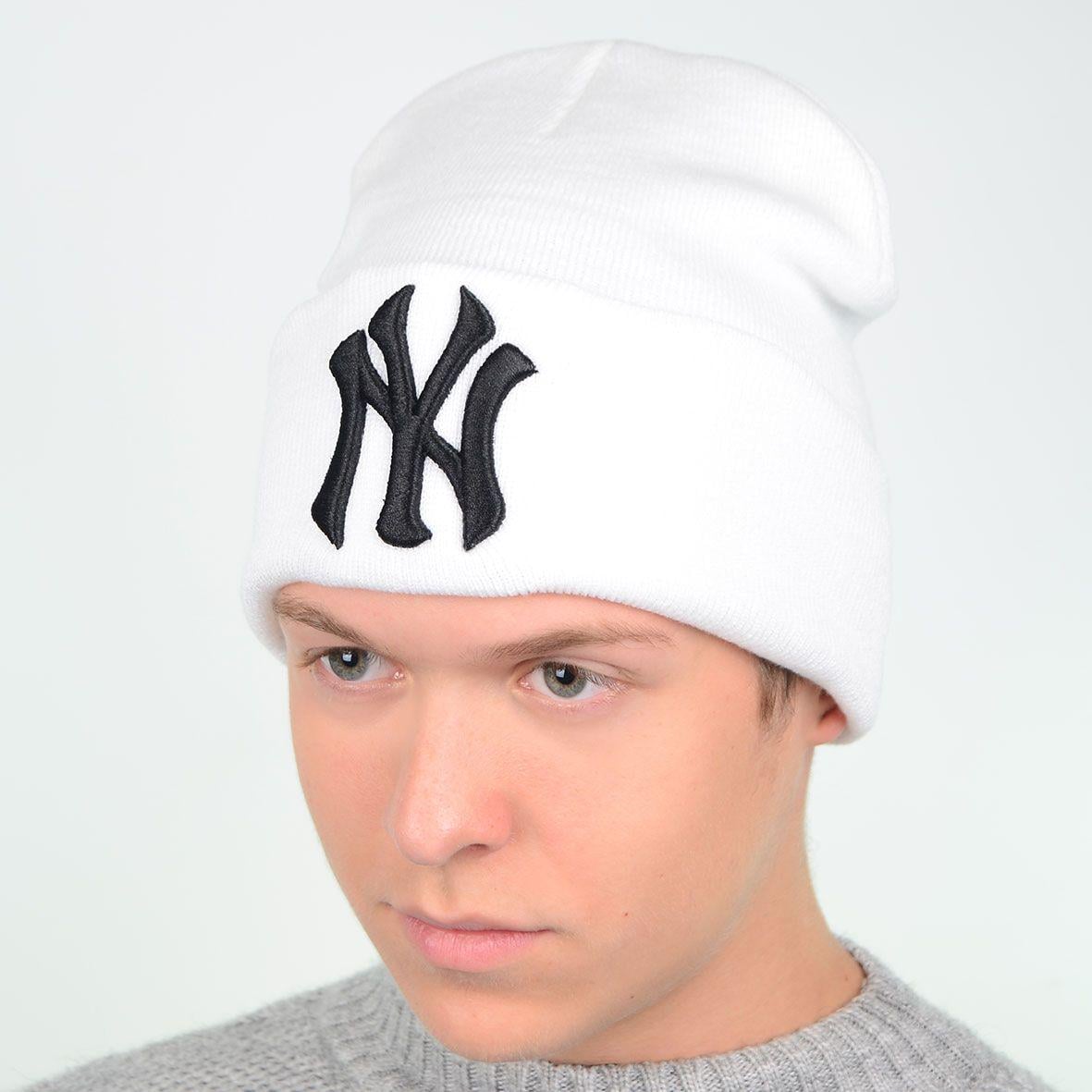 Шапка лопата вязаная New York L19014 One size Белый (41839)