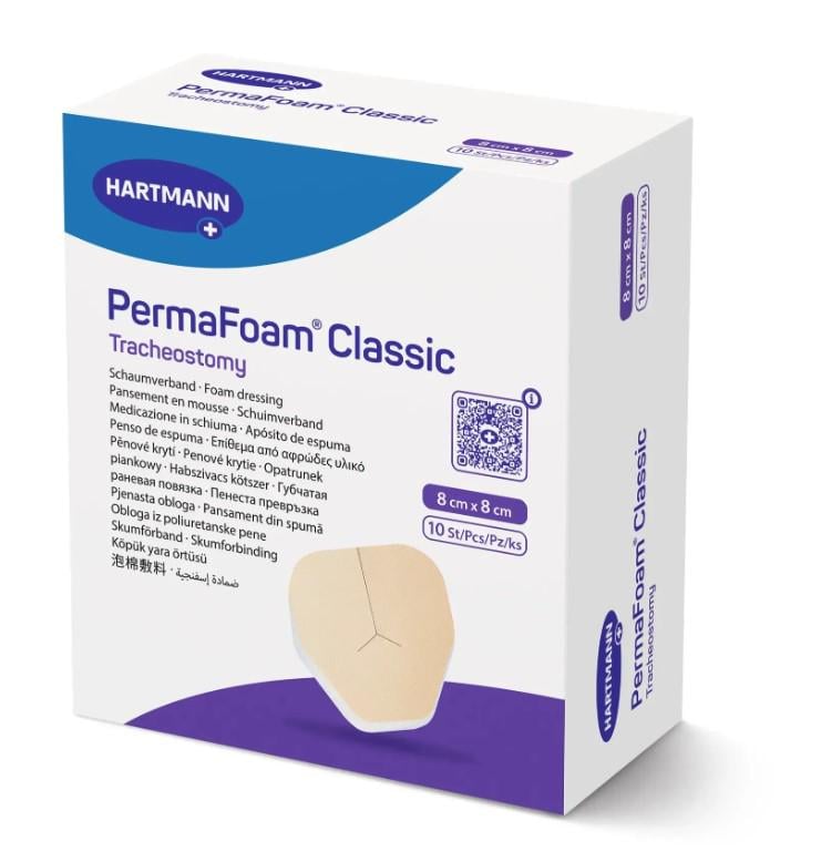 Повязка губчатая PermaFoam Classic Tracheostomy 8х8 см